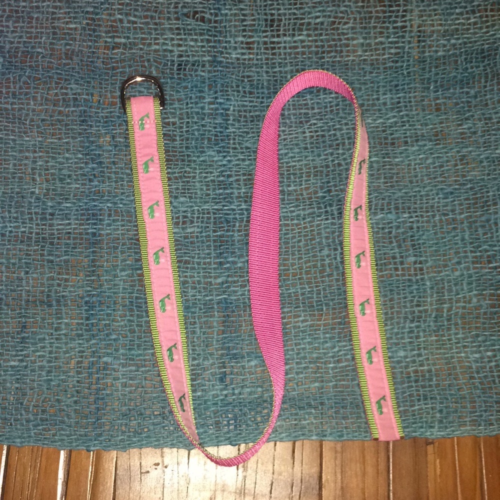 Belt pink/green webbing with whales leather man L